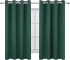LEMOMO Blackout Curtains 66 x 54 Inch Long Dark Green Curtains Set of 2 Panels Room Darkening Curtains for Bedroom and Living Room
