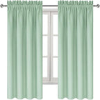 DWCN Blackout Curtains Room Darkening Thermal Insulated Bedroom Curtains Window Curtain Panels, 42 x 63 inches Long, Set of 2 Light Green Rod Pocket Drapes
