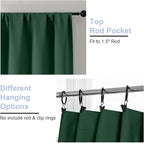 Simplebrand Ever Green Blackout Curtains for Bedroom 96 Inches Long 2 Panels, Solid Thermal Insulated, Energy Saving Living Room Window Treatment Curtains Blackout Drapes, W50 x L96 Inch, Ever Green