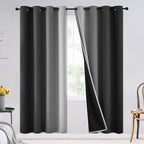 SimpleHome Ombre 100% Blackout Curtains for Bedroom, Full Light Blocking Black and Greyish White Curtains, Thermal Insulated Grommet Window Drapes for Living Room,2 Panels, 52x72 inches Length