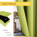 NICETOWN Bedroom Curtains Blackout Drapery Panels, 2 Panels, 70 x 72 inches, Fresh Green, Three Pass Microfiber Thermal Insulated Solid Ring Top Blackout Window Curtains/Drapes
