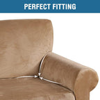 H.VERSAILTEX Stretch Velvet Sofa Covers Large Couch Covers Sofa Slipcovers Furniture Protector Soft with Non Slip Elastic Bottom, Feature Thick Comfy Rich Velour (Extra Wide Sofa 89"-105", Camel)