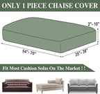 Couch Cushion Cover Chaise Lounge Cover Washable Separate Seat Chaise Couch Cover Stretch Sectional Sofa Slipcover(1 Piece for Chaise or Sofa 3-Seater, Green)
