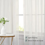 Chyhomenyc Sheer Curtains 120 Inch Extra Long, 2 Pieces, Rod Pocket Top Soft Voile Texture Window Draperies Lightweight & Airy Panels for Living Room/Bedroom, Each 42W x 120L inches, Ivory