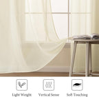 MIULEE Light Cream Sheer Curtains 96 inches Long Window Curtains 2 Panels Solid Color Elegant Window Voile Panels/Drapes/Treatment for Bedroom Living Room (54 X 96 Inches Light Cream)
