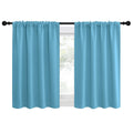 NICETOWN Kitchen Curtains, Teal Blue, 34" x 40", Set of 2, Short Blackout Curtains & Drapes, Thermal Insulated Rod Pocket Window Treatment Draperies for Nursery