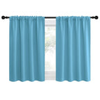 NICETOWN Kitchen Curtains, Teal Blue, 34" x 40", Set of 2, Short Blackout Curtains & Drapes, Thermal Insulated Rod Pocket Window Treatment Draperies for Nursery
