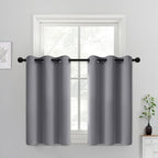 Yakamok Grey Blackout Curtains Room Darkening Thermal Insulated Grommet top Window Curtains Short Drapes for Living Room, 38 x 36 inch, Gray, 2 Panels