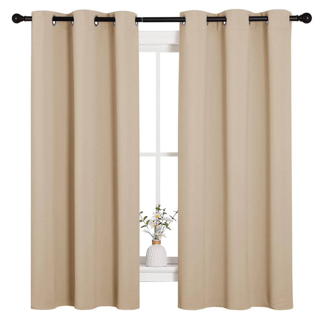 NICETOWN Grey Blackout Curtains for Bedroom 42" Wide x 63" Long 2 Panels