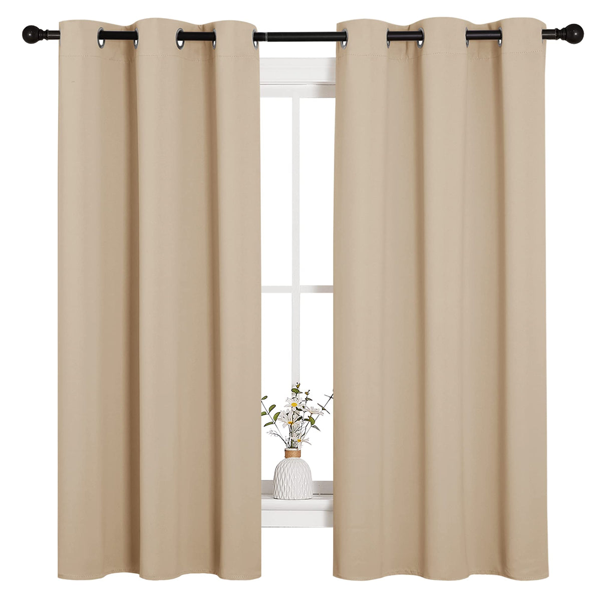 NICETOWN Grey Blackout Curtains for Bedroom 42" Wide x 63" Long 2 Panels