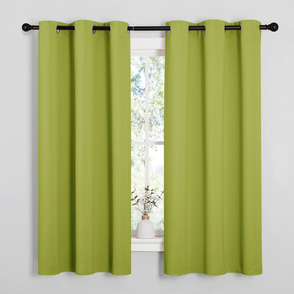 NICETOWN Thermal Insulated Solid Grommet Top Blackout Holiday Decorative Curtains/Drapes for Kid's Room (1 Pair, 42 x 63 inches in Fresh Green)