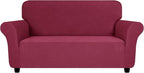 ZNSAYOTX Super Stretch Loveseat Covers (57"-70"), New Striped Love Seat Slipcover, Dogs Pet Friendly Anti-Slip Couch Protector Spandex Durable 2 Seater Fabric Sofa Cover (Wine Red, Loveseat)