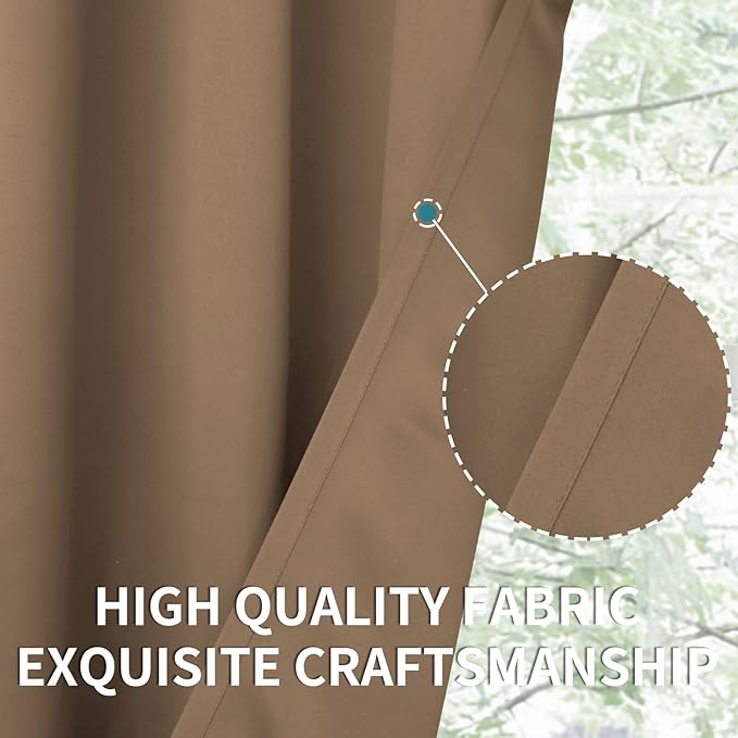 BGment Blackout Curtains for Living Room - Grommet Thermal Insulated Room Darkening Curtains for Bedroom, 2 Panels of 52 x 63 Inch, Taupe