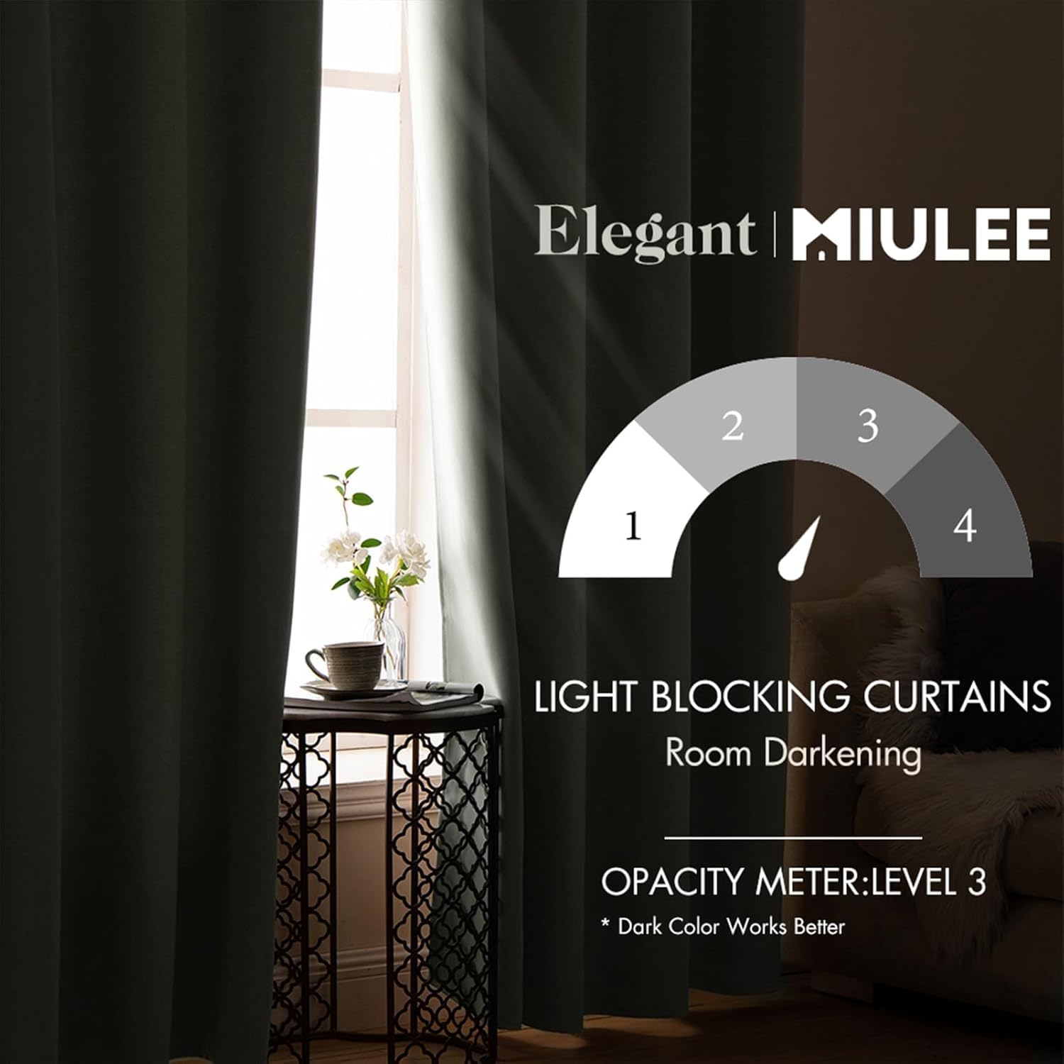 MIULEE Sage Green Blackout Bedroom Curtains Drapes 90 Inch Long 52"x90"