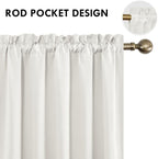 DWCN Blackout Curtains for Living Room Thermal Insulated, Energy Saving & Noise Reducing Bedroom Curtains, Ivory, W 70x L 84 Inch, Set of 2 Rod Pocket Curtain Panels