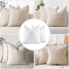 MIULEE 30x30 Pillow Inserts,Set of 2 Down Feather Throw Pillows for Couch Sofa Bed, Decorative Fluffy Throw Pillow Inserts Cotton Fabric,White
