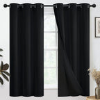 SimpleHome Black 100% Blackout Curtains Room Darkening Living Room 63 Inch