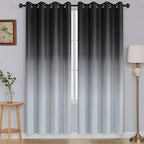 SimpleHome Ombre Room Darkening Curtains for Living Room, Light Blocking Gradient Black to Grey White Thick Thermal Insulated Grommet Window Curtains/Drapes for Bedroom, 2 Panels, 52x72 inches Length