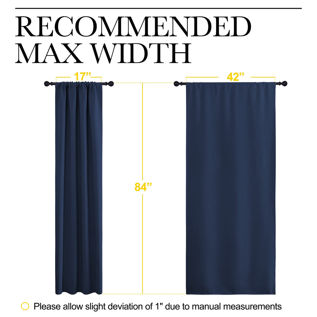 NICETOWN Thermal Curtains Blackout Draperies - Window Treatment Energy Saving Solid Blackout Rod Pocket Curtains/Drapes for Living Room (Navy, 1 Pair, 42 by 84-Inch)
