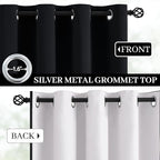 Yakamok 100% Blackout Curtains Black Room Darkening Thermal Insulated Window Curtain with 2 Thick Layers-Set of 2 Panels Grommet Top Drapes for Bedroom Living Room 52 Inches by 72 Inches Length