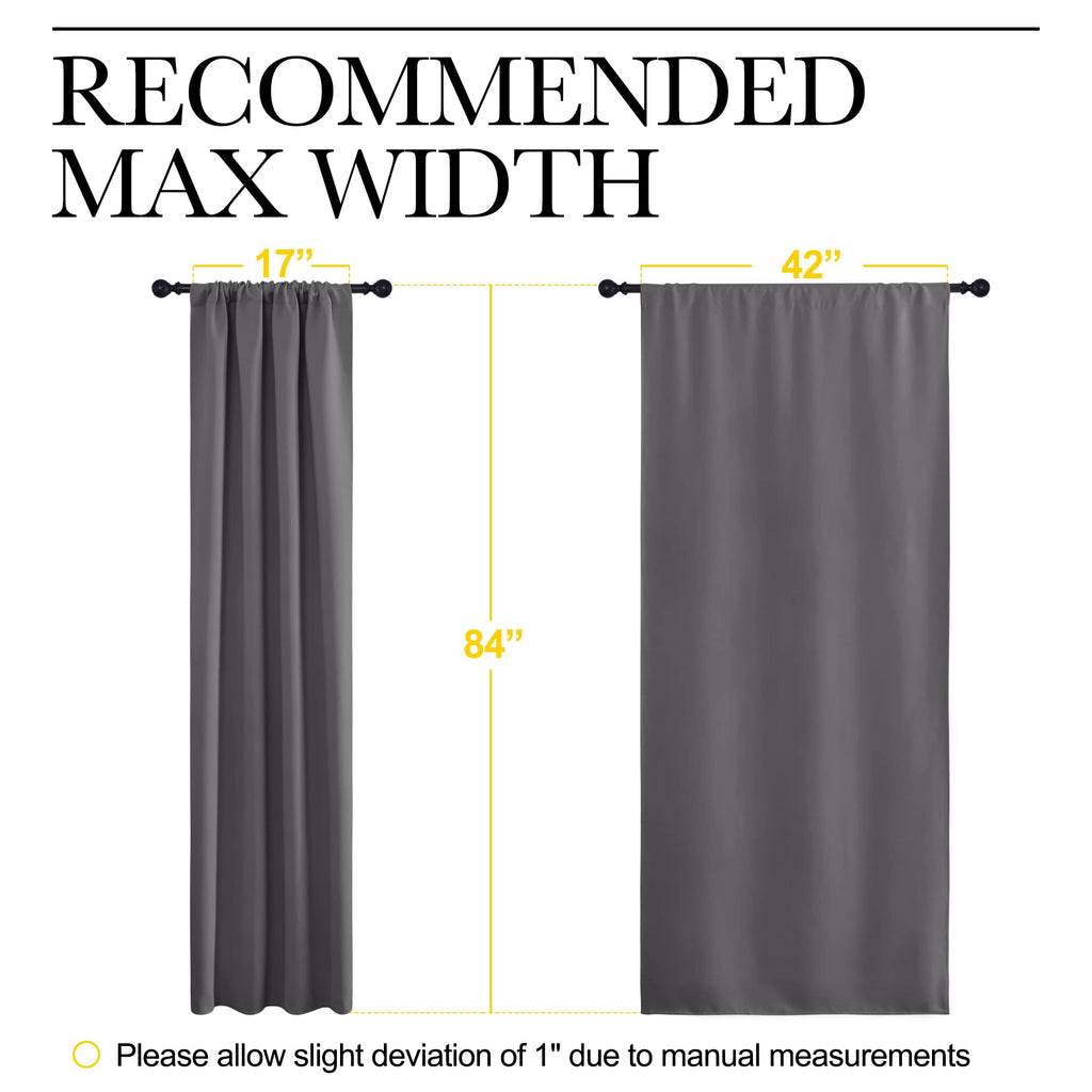 NICETOWN Blackout Curtains 84 for Office - 3 Pass Microfiber Noise Reducing Thermal Insulated Solid Rod Pocket Blackout Window Panels/Drapes (2 Panels, 42 x 84 Inch, Gray)
