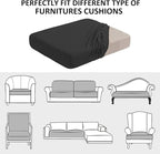 Water Repellent Sofa Cushion Slipcovers, Stretch Spandex Couch Cushion Covers, Furniture Protector Slipcovers Slip Cover for Sofa Seat (Loveseat Cushion, Black)