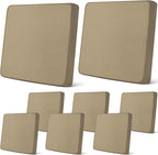 Newwiee 8Pcs Patio Cushion Covers Stretch Outdoor Cushion Cover Replacement for Patio Furniture Sofa Couch Slipcovers, Soft Flexibility Washable Furniture Protector(Waterproof Pure,Khaki Yellow)