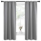 NICETOWN Kitchen Window Curtains 63 Long - Home Decoration Thermal Insulated Rod Pocket Blackout Blinds & Drapes for Small Windows (Silver Grey, 2 Panels, W34 x L63 -Inch)