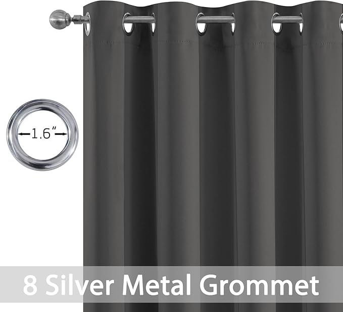 Yakamok Room Darkening Curtains 52x84 inch Length Charcoal Grey-Living Room