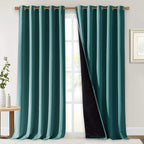 NICETOWN 100% Blackout Blinds, Laundry Room Decor Window Treatment Curtains, Thermal Insulated Energy Smart Drapes for Villa, Hall and Studio, Sea Teal, Set of 2, 70 inches by 95 inches