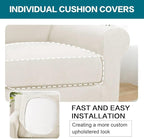 Turquoize 2 Piece Chair Covers Armchair Slipcovers for Living Room Armchair Sofa Cover with Individual Cushion Covers Feature Jacquard Fabric (Chair, Porcelain)