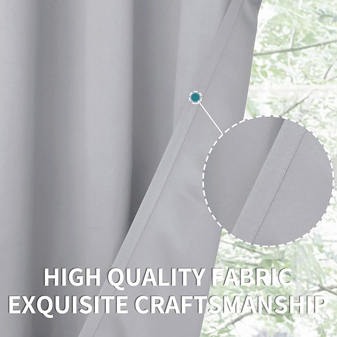 BGment Room Darkening Curtains 54 Inches Long - Grommet Thermal Insulated Drapes Window Treatment Curtains for Bedroom, 2 Panels, 38 x 54 Inch, Light Grey