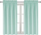 DWCN Blackout Curtains for Living Room Thermal Insulated, Energy Saving & Noise Reducing Bedroom Curtains, Mint Green, W 42x L 45 Inch, Set of 2 Rod Pocket Curtain Panels
