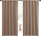 NICETOWN Bedroom Blackout Panels - Window Treatment Thermal Insulated Solid Rod Pocket Blackout Curtains/Drapes for Kitchen Decoration (Cappuccino, Set of 2, 52 by 63 inches)