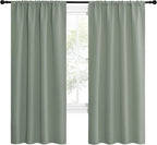 NICETOWN Window Curtains Blackout Drapes - Thermal Insulated Solid Rod Pocket Blackout Curtains/Draperies for Living Room (Greyish Green, One Pair, 42 by 72-Inch)