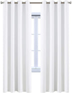 Yakamok White Thermal Insulated Curtains 84 Inch Length Solid Grommet Top Window Treatment Curtain Light Blocking Room Darkening Drapes for Bedroom Living Room(52x72 Inch, Pure White, 2 Panels)