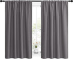 NICETOWN Grey Window Curtains for Bedroom - Home Decoration Thermal Insulated Rod Pocket Blackout Blinds & Drapes for Small Windows (Gray, 2 Panels, W42 x L54 -Inch)