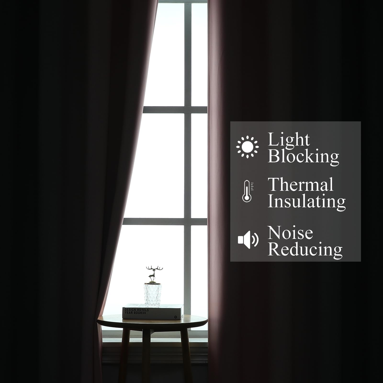 Pink and Grey Ombre Blackout Curtains for Bedroom 45 Inch Long 2 Panels