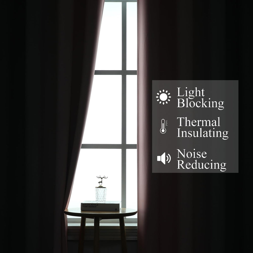 Pink and Grey Ombre Blackout Curtains for Living Room 84 Inch Long 2 Panels