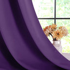 NICETOWN Bedroom Curtains Blackout Drapery Panels, 2 Panels, 70 x 72 inches, Royal Purple, Three Pass Microfiber Thermal Insulated Solid Ring Top Blackout Window Curtains/Drapes