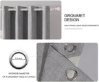 MIULEE Linen Blackout Curtains and Drapes 100% Room Darken Thermal Insulated Grommet Window Panels with Coating 2 PCs W 42 x L 90 inches Grey