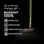 Yakamok 100% Blackout Curtains W100xL84 inch Light Grey Sliding Door Drapes