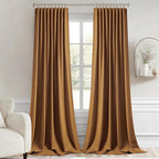 MIULEE Golden Brown Back Tab Blackout Curtains 52x96 Inch Long 2 Panels Set