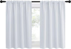 NICETOWN Greyish White Window Curtain Panels - Thermal Insulated Rod Pocket Room Darkening Curtain Sets for Bedroom (Platinum - Greyish White, 2 Panels, 42 in x 36 in (W x L))
