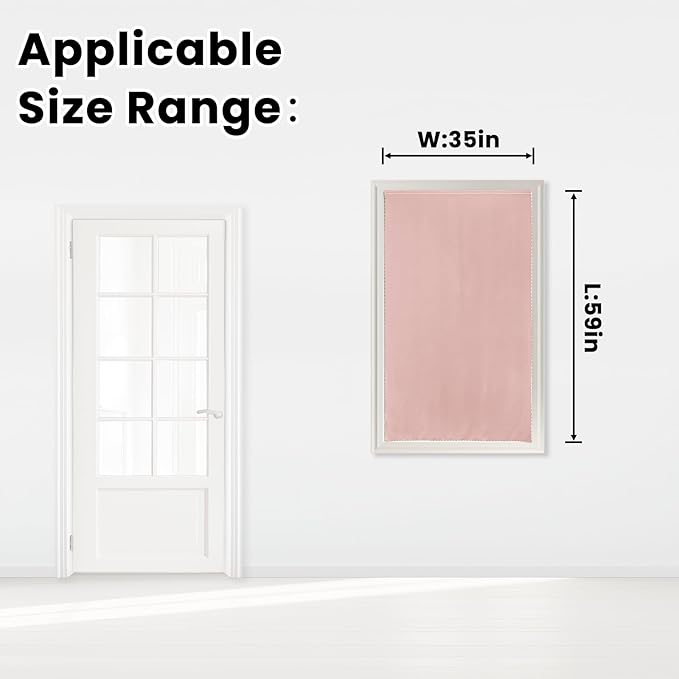 Self Adhesive Blackout Curtains- Stick on Curtains Shades Window Blinds Curtains No Rod Needed Easy to Hang Curtain, Use for Bedroom, Living Room,Roman Shades, 35" W X 59" L, Pink, 1 Panel