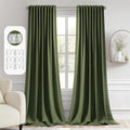 MIULEE Olive Green Back Tab Blackout Curtains 52x108 Inch Long 2 Panels Set