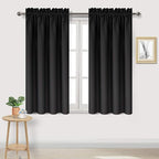 DWCN Black Blackout Curtains for Bedroom –Rod Pocket Thermal Insulated Room Darkening Drapes for Living Room, W 42 x L 54 Inch, 2 Panels