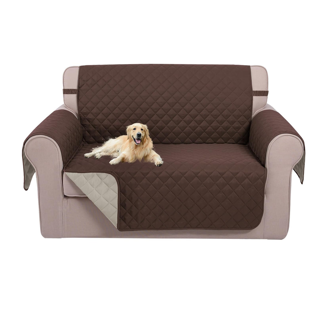 U-NICE HOME Loveseat Sofa Cover for 2 Cushion Couch, Coffee/Beige