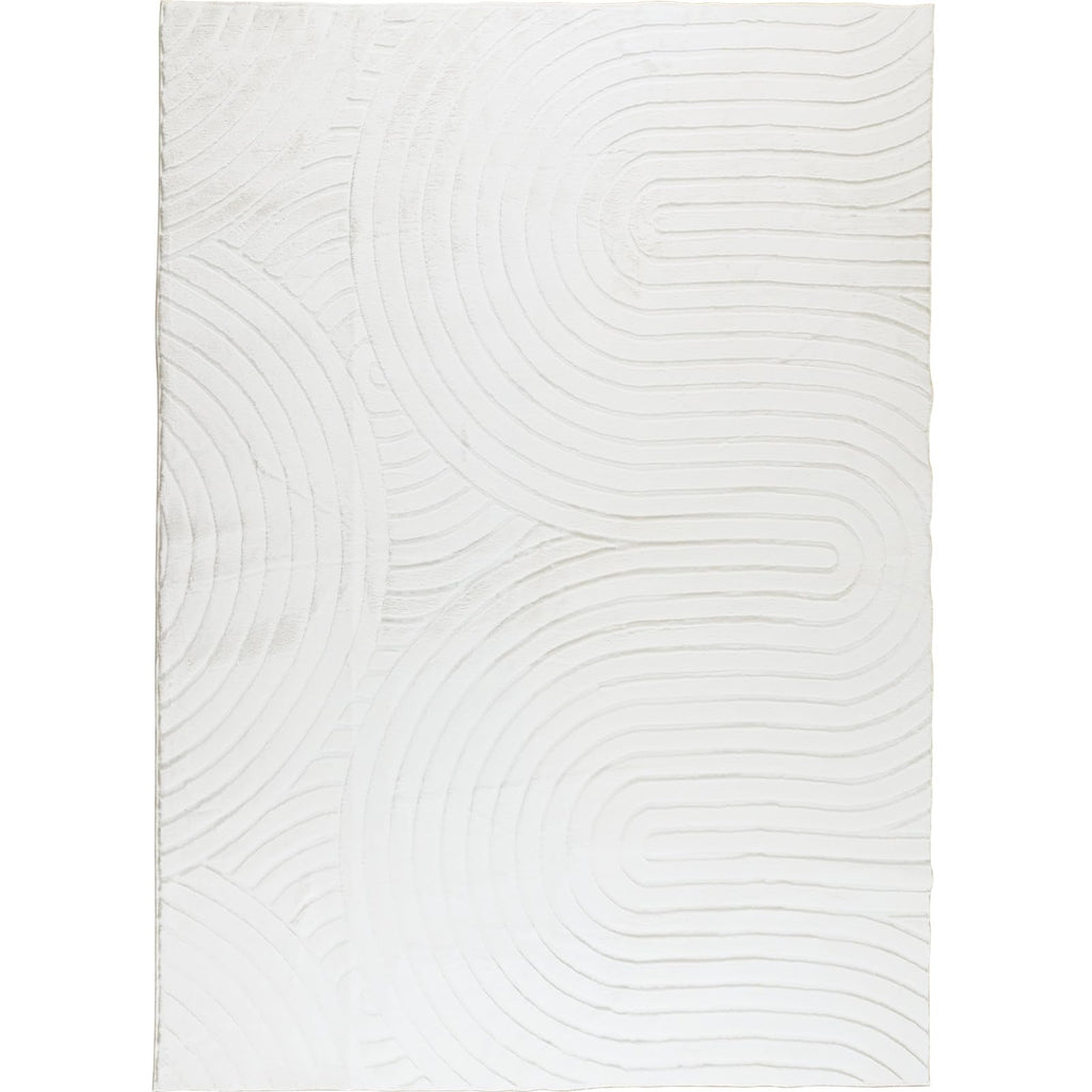 phonzenuo Cream Faux Rabbit 5x7 Fur Rug Faux Sheepskin Rug for Bedroom