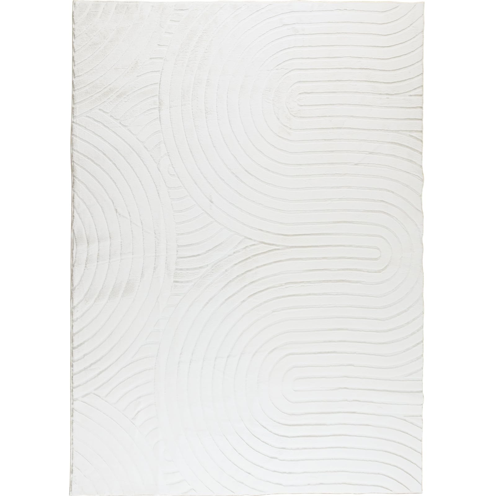 phonzenuo Cream Faux Rabbit 5x7 Fur Rug Faux Sheepskin Rug for Bedroom